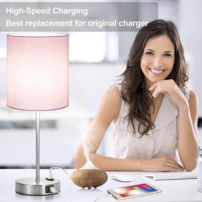 Lynnoland Set of 2 Touch Control Table Lamps, 3-Way Dimmable Bedside Nightstand Lamps for Bedroom Living Room Nursery, 800 Lumens 5000K Warmlight Bulbs Included