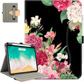 for iPad Air 11 Inch Case M4/M3/M2 2026/2025/2024, Black Flower for iPad Pro 11 Inch Case 4Th/3Rd/2Nd/1St Generation, for iPad Air 5Th/4Th Gen Cases 10.9 Inch Pencil Holder/Hand Strap/Pocket
