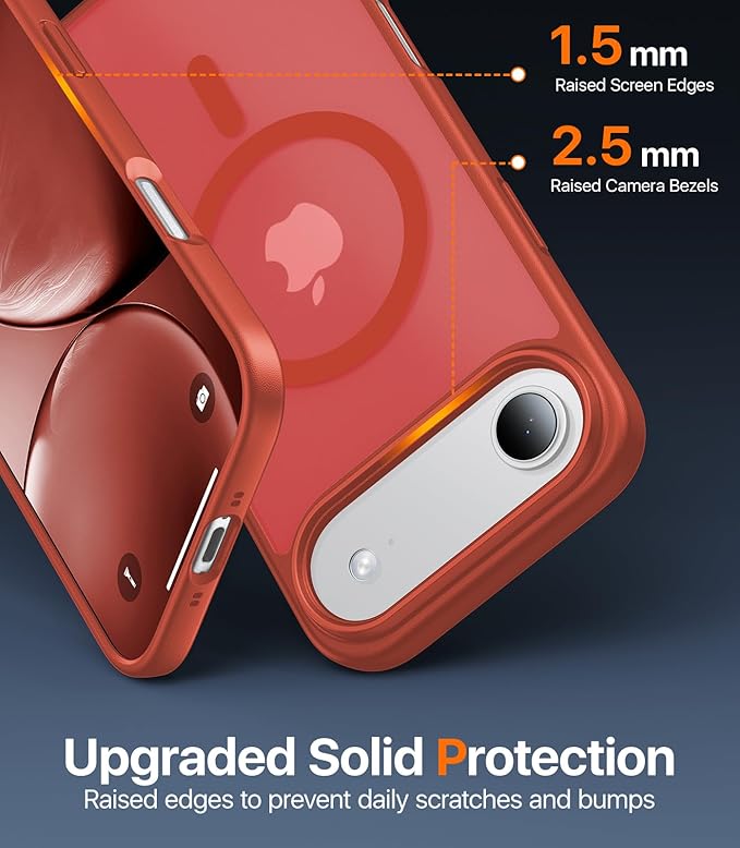 Magnetic for iPhone Air Case 2025,[Anti-Slip][Compatible with MagSafe][Military Grade Drop Protection] Shockproof Protective Translucent Matte Phone Case for iPhone 17 Air Case,Red