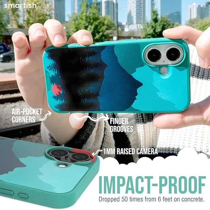Smartish® iPhone 16 Plus Magnetic Case - Gripmunk Compatible with MagSafe [Lightweight + Protective] Slim & Thin Grip Cover with Microfiber Lining for Apple iPhone 16 Plus - Moving Mountains