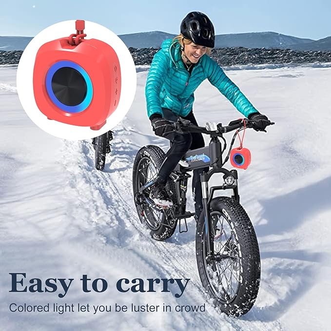 PEICHENG Speaker, Small Portable Bluetooth Wireless IPX5 Waterproof Shower Speaker,Loud Stereo Sound Deep Bass,Dual Pairing, RGB Lights,Long Playtime for Outdoor Party, Great Gift,1PC (Red)