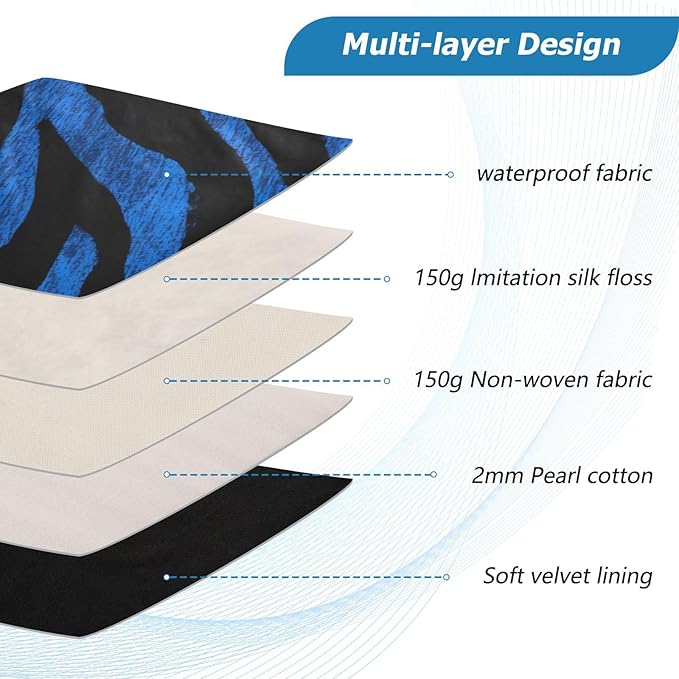 Laptop Case Sleeve, Blue Tiger Print Black Animal Shockproof Protective Computer Carrying Cover, Briefcase Handbags 13-13.3inch Laptop Sleeve Bag