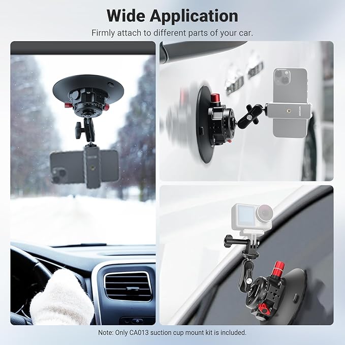 NEEWER 6" Suction Cup Camera Mount with Ball Head Magic Arm, 2 Pack Metal Car Mount for Camera/Action Camera/Phone, Air Pump Vacuum on Car or Window Glass with 1/4" 3/8" ARRI Mounting Holes, CA013