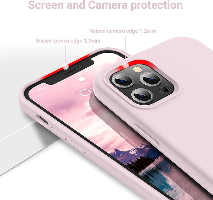 OTOFLY Compatible with iPhone 12 Pro Max Case 6.7 inch(2020),[Silky and Soft Touch Series] Premium Soft Liquid Silicone Rubber Full-Body Protective Bumper Case (Ice Pink)