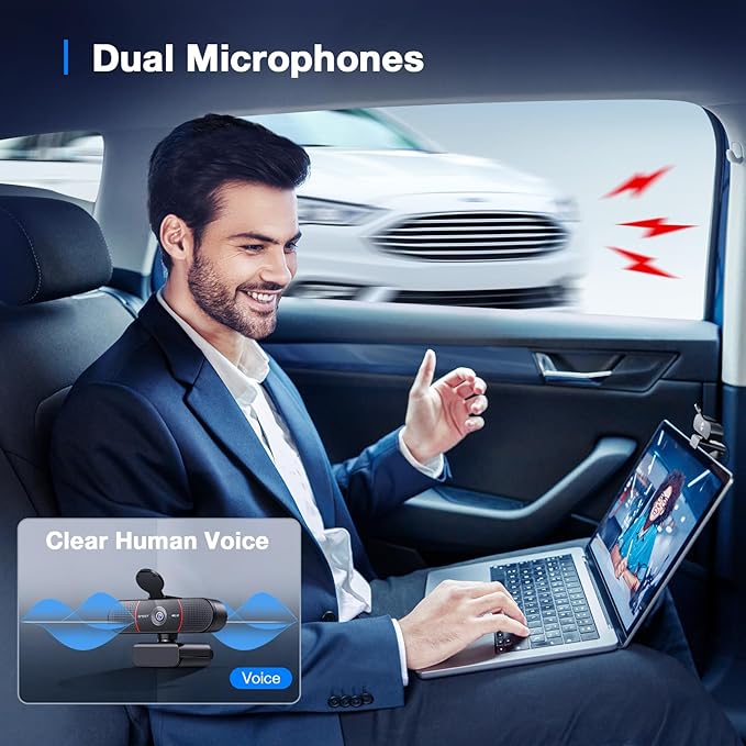 EMEET C960 4K Webcam with Tripod, 4K UHD Sony Sensor, 3 Adjustable Height Mini Tripod w/Privacy Cover, PDAF Auto Focus, Dual Noise-Cancelling Mics, Auto Light Correction, Perfect for Online Meetings