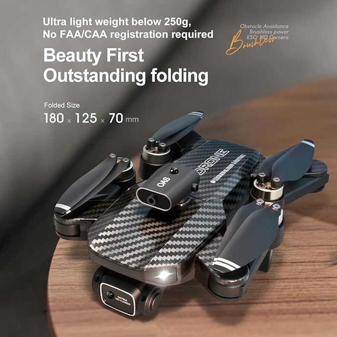 4k Drone (Equipped with dual cameras), Foldable Dron, small-scale Drone With Height Setting Function, Six-pass Gyroscope, Gesture Photo, Video Recording, Headless Mode, Emergency Stop, Trajectory Gravity Sensing, and Auto-photography for Adults and Tee...