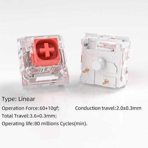 Kailh Box Red Switches for Mechanical Keyboard,3-Pin 45gf Linear/Factory Lubed/Dust&Waterproof Switches(Kailh Box Red,108Pcs)