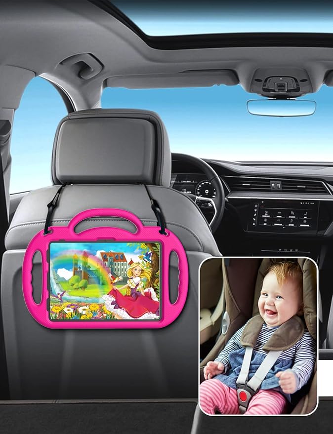 SUPLIK Kids Case for New iPad 11th Gen (A16) 11-inch 2025 & 10th Generation 10.9" 2022 & Air 11" 2025/2024 & Air 5th/4th Gen & Pro 11, Durable Shockproof Cover with Shoulder Strap Handle Stand, Pink