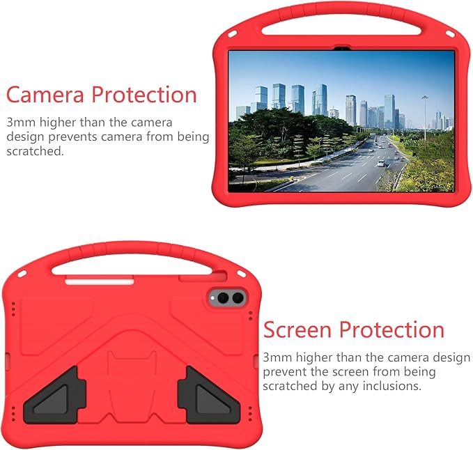 Kids Case for Samsung Galaxy Tab S11 Ultra 2025 14.6" Tablet, Techcircle Light Weight Shock Proof EVA Foam Handle Rugged Stand Protective Case, Red