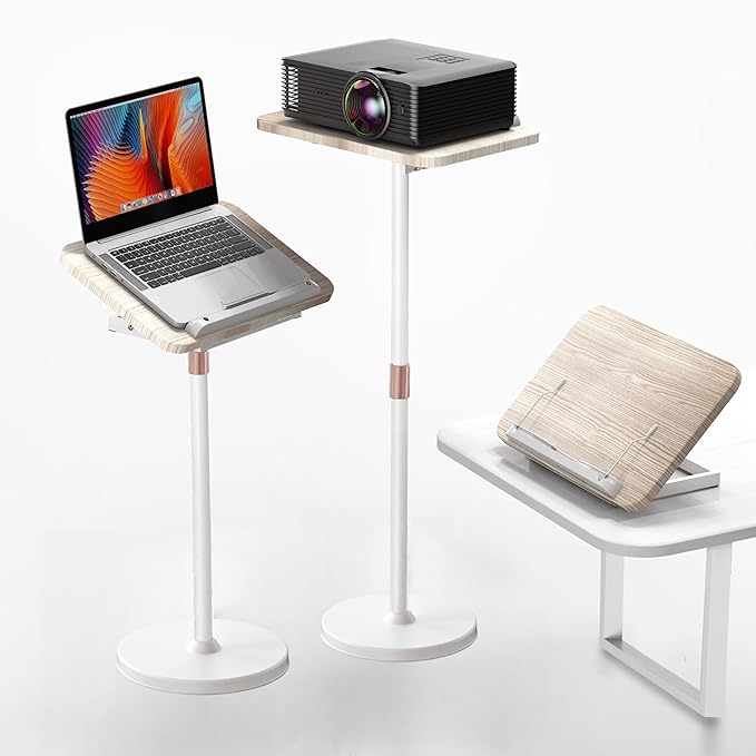 NAMON 2-in-1 Laptop Floor Stand & Desktop, Adjustable Height from 16.5" to 51", Perfect for Home, Office (White)