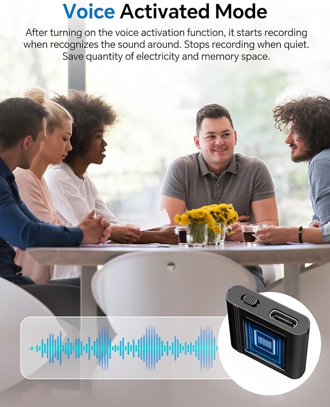 yvn 128GB Digital Voice Recorder - Voice Activated Recorder with Playback, Audio Recording Device for Lectures Meetings, USB C Dictaphone Sound Tape Recorder