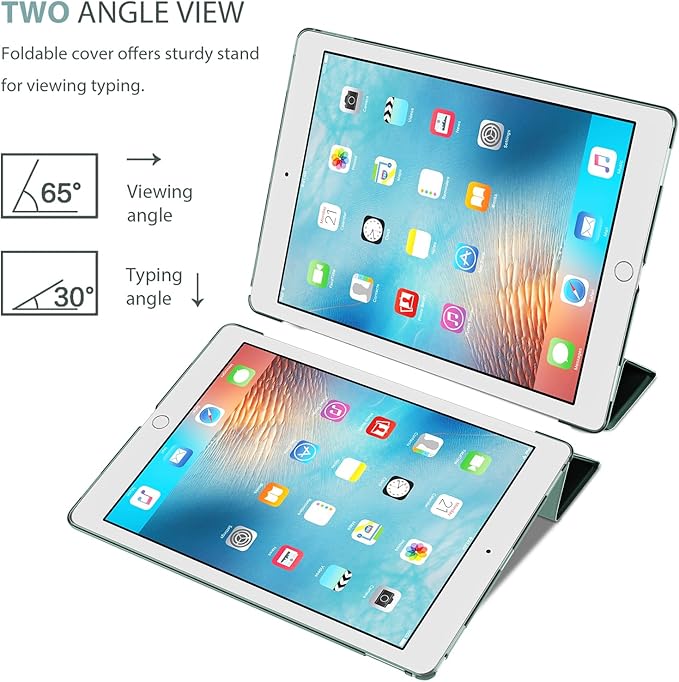 ProCase Smart Case for iPad Pro 12.9 Inch 1st and 2nd Generation (2015 and 2017 Model), Stand Cover Support Auto Sleep/Wake -Mgreen