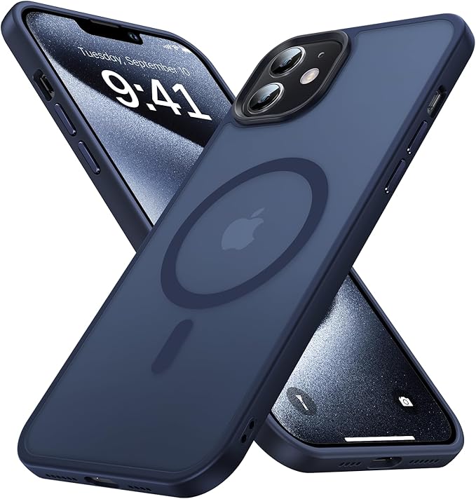 Magnetic for iPhone 12/iPhone 12 Pro Case,[Compatible with MagSafe][Military-Grade Drop Protection][Anti-Yellow]Shockproof Translucent Matte Cover for iPhone 12/12 Pro Phone Case,Midnight Blue