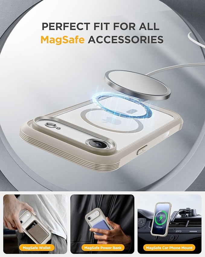 Miracase Magnetic for iPhone Air Case 6.5" [Compatible with MagSafe] Full-Body Phone Case with Built-in Glass Screen Protector & Camera Control,Drop Proof iPhone 17 Air Case Cover, Grey Titanium