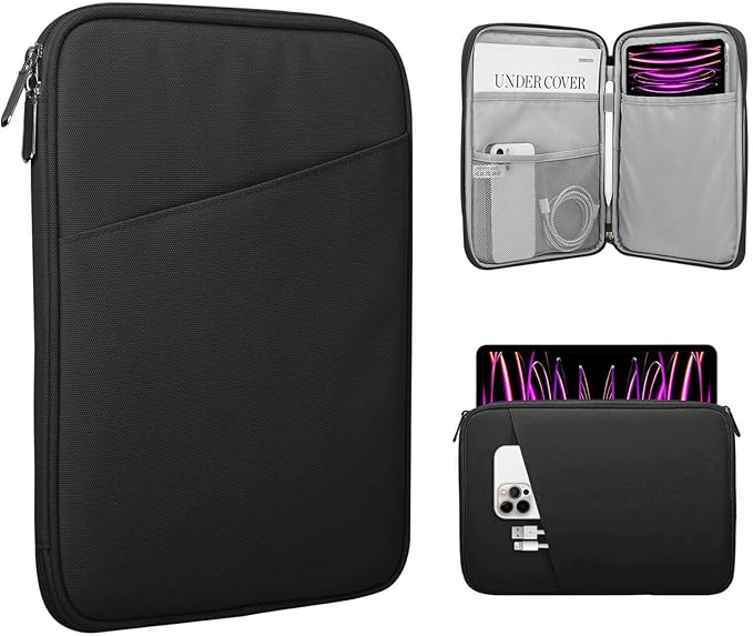 TiMOVO 13 Inch Tablet Sleeve with Pocket for iPad Air 13" M3 2025, iPad Pro 13"/12.9", Galaxy Tab S9/S10 Plus/S9 FE+ 12.4", Remarkable Paper Pro 11.8", Black