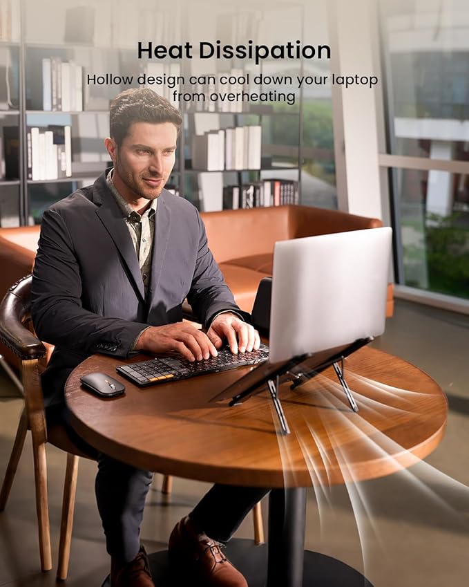 ProtoArc Portable Laptop Stand, CS100 Laptop Stand for Desk, Aluminum+Silicone Adjustable Laptop Riser, 6 Level Height Ergonomic Computer Holder for 10-17.3" Laptops, Tablets-Black