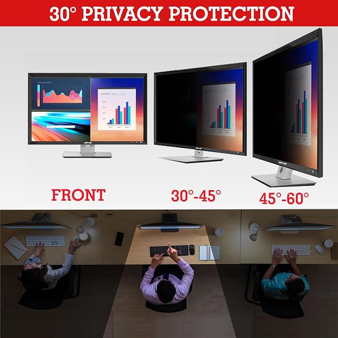 24 Inch Privacy Screen Filter for Widescreen 16:9 Monitor | Privacy Shield | Anti-Glare | Anti-Blue light Protector | Anti-SPY | Eye Protection | Computer Security Private Filter
