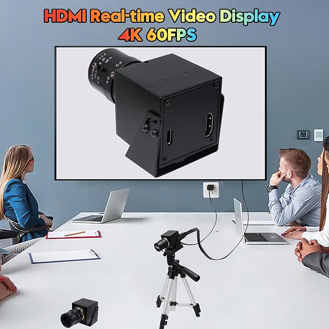 SVPRO 4K 60fps USB Camera with 2.8-12mm Manual Zoom Lens, HDMI/USB3.0 Dual Output, H.264/MJPEG, 4X Optical Zoom Webcam for PC, Mac, Raspberry Pi, Live Streaming, Video Conferencing, TV Monitor
