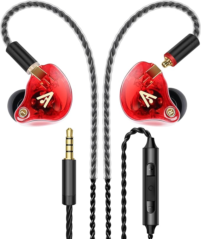 Vibes 202M Wired Earbuds - HiFi in Ear Monitor Headphones - Noise Isolating Ear Buds w/ Mic - Clear Sound, Deep Bass & Comfort-Fit Gaming Earphones - MMCX to 3.5mm & Silver Plated Cord, Carrying Case