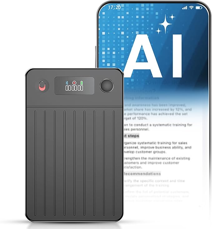 Note AI Voice Recorder with Playback | App Control | Transcribe & Summarize & Translate with AI Technology + Noise Cancelling | Ideal for Meetings, Calls & Interviews