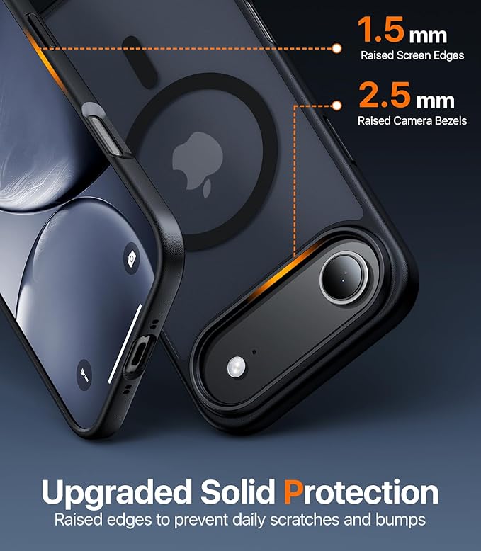 Magnetic for iPhone Air Case 2025,[Anti-Slip][Compatible with MagSafe][Military Grade Drop Protection] Shockproof Protective Translucent Matte Phone Case for iPhone 17 Air Case,Black