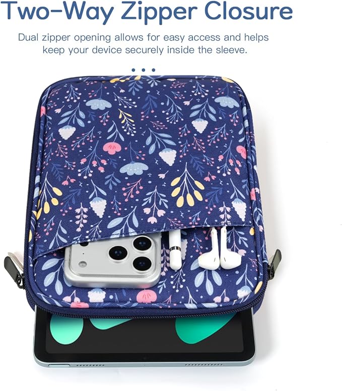Dadanism 8-9 Inch Tablet Sleeve Bag Carrying Case for iPad mini 7th/6th 8.3", iPad mini 7.9", Galaxy Tab A7 Lite/A9 8.7", ‎Remarkable Paper Pro Move 7.3" 2025, Tab M8 8", Tab M9 9", MuZhi Blue