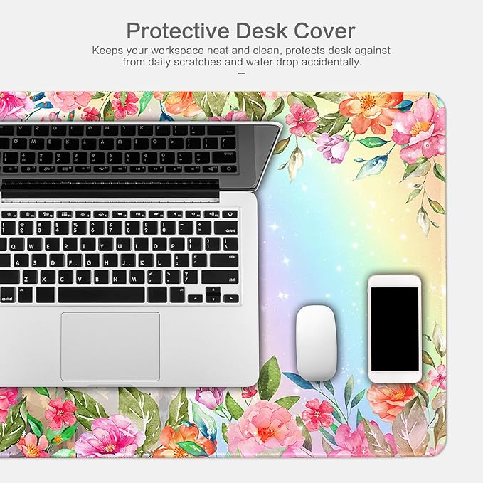Lokigo Cute Rabbit Desk Pad, Gaming Mouse Pad 31.5"x15.7", Waterproof Big Mouse Pad for Desk Rubber Base Desk Matt with Stitched Edges Keyboard Mousepad for Laptop, Game, Work, Study, Bunny