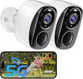 2Pack 5G&2.4G Security Cameras Wireless Outdoor ,2K Camera for Home Security with Motion Detection Spotlight Siren Alarm WiFi Surveillance Indoor Camera, Color Night Vision, 2-Way Talk, IP65, Cloud/SD