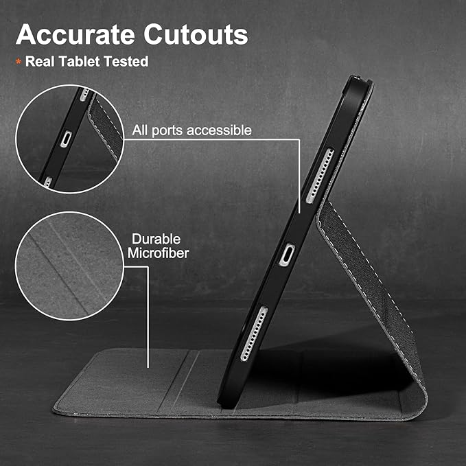 Gexmil Leather Case for iPad mini 7 (A17 Pro) 2024 / iPad mini 6 Generation 2021 8.3 Inch,Premium Cowhide Cover with Adjustable Stand, Auto Wake/Sleep,Palm-Print Black