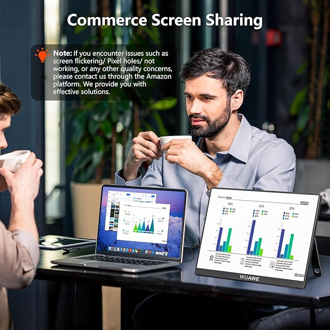 WUAWE Portable Monitor 16" 1920x1200P 16:10 IPS Travel Monitor for Laptop with Built-in Stand, 100% sRGB Control USB-C HDMI,HDR Freesync Display, Plug&Play for Phone PS5 Switch(Black)