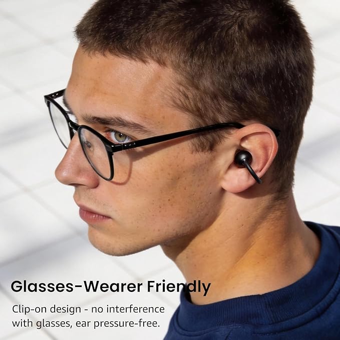 TOZO OpenEarRing True Open Ear Earbuds, Lightweight Comfort Open Ear Clip Wireless Earbuds, 40H Play Bluetooth 5.4 Headphones with Smart Digital Display Design Fit Sports Running, Workout Black