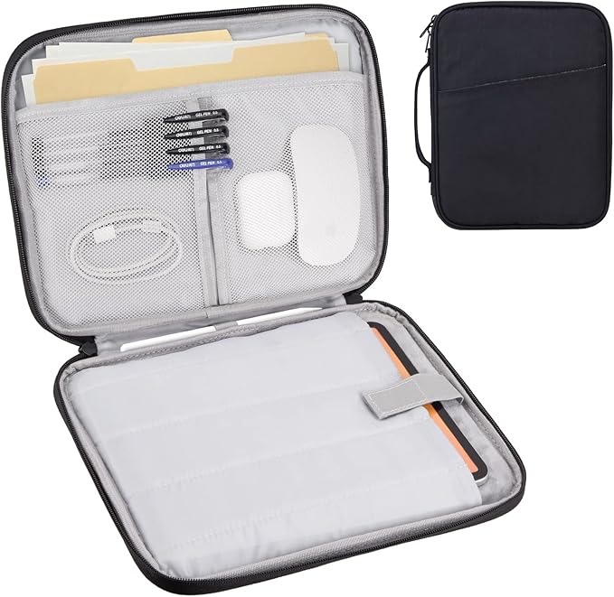 iPad Pro 12.9 Carrying Case Bag, Padded Tablet Sleeve for iPad Pro 13-in (M4), iPad Air 13-in (M2), Surface Pro 9/8, 12.4 Galaxy Tab S9+/S8+ (Black-12.9)