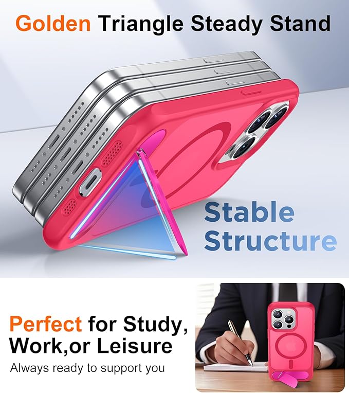 Magnetic Compatible with iPhone 15 Pro Case, [Built-in Invisible Kickstand][Compatible with MagSafe][Military Grade Shockproof] Slim Translucent Matte Phone Case for iPhone 15 Pro 6.1"