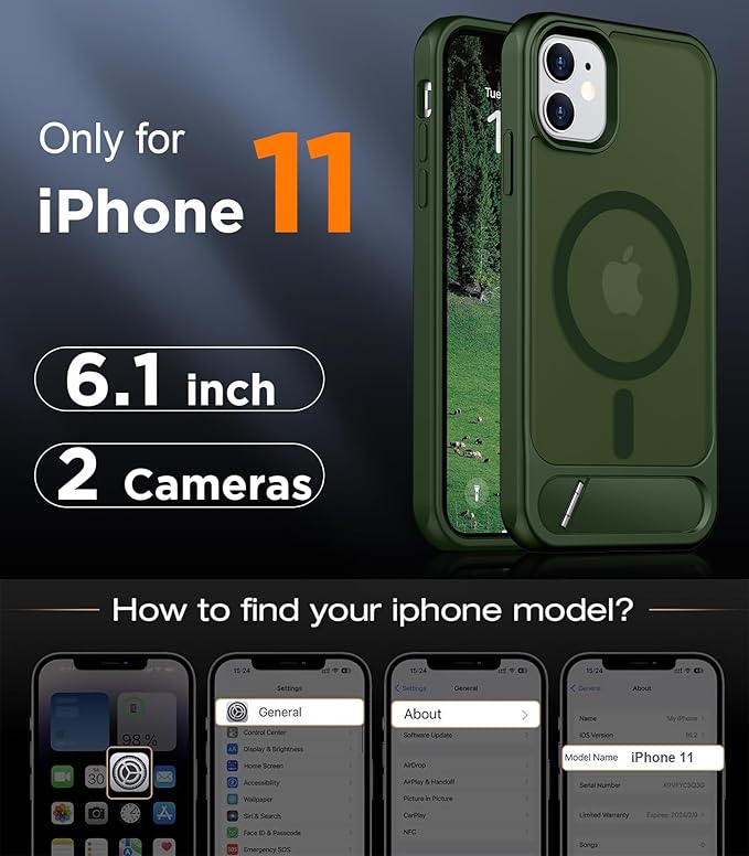 Magnetic Compatible with iPhone 11 Phone Case, [Built-in Invisible Kickstand][Compatible with MagSafe] [Military Grade Shockproof] Slim Translucent Matte Phone Case for iPhone 11 6.1"