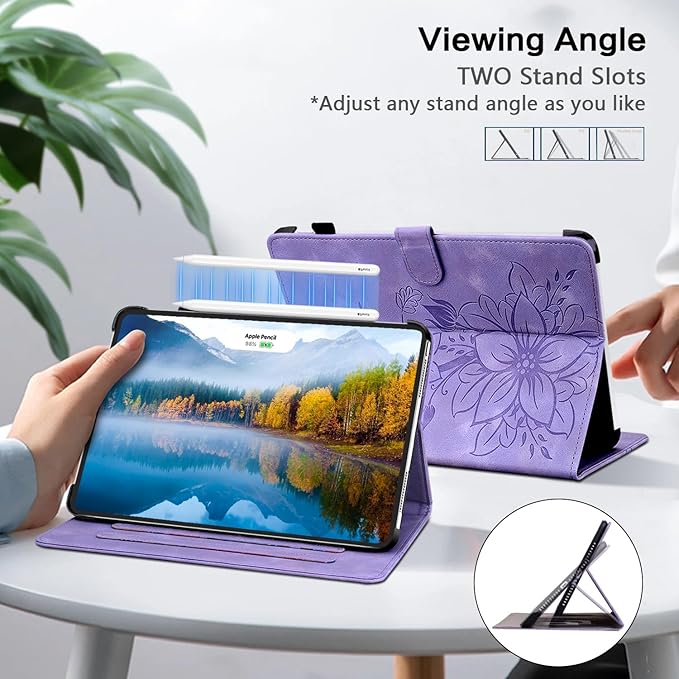 Case for iPad (A16) 11th Generation 11 Inch 2025, iPad 10th Generation 10.9 inch 2022 Case, Auto Wake/Sleep Supports Pencil Holder Magnetic Clasp Stand Cover, Purple