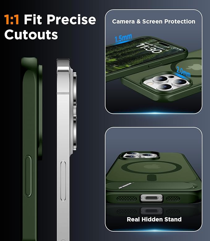 Magnetic Compatible with iPhone 14 Pro Case, [Built-in Invisible Kickstand][Compatible with MagSafe] [Military Grade Shockproof] Slim Translucent Matte Phone Case for iPhone 14 Pro 6.1"