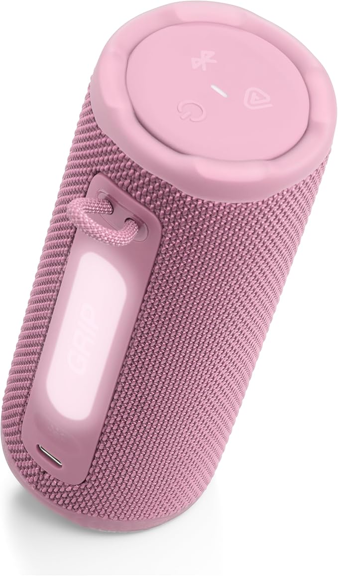 JBL Grip - Compact Bluetooth Speaker with Bold Pro Sound and Ambient Light, up to 14 Hours of Playtime, Water, Dust and Drop-Proof (IP68), & Multi-Speaker Connection with Auracast™ (Pink)