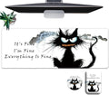 Large Mouse Pad Set, Desk Mat + Elbow Rest Pad + Coaster, Easy Typing Pain Relief, Ergonomic Arm Rest Pad with Memory Foam, Extended Desk Pad Anti-Slip Rubber Base for Office Home, Funny Black Cat