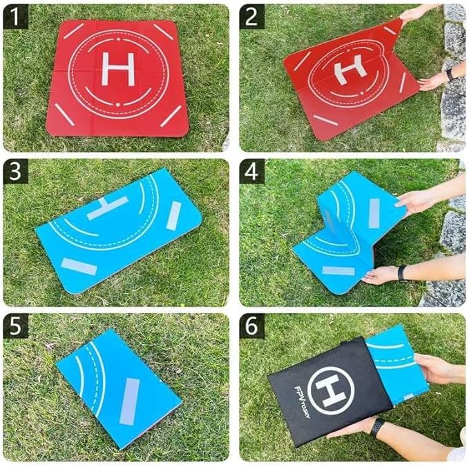 FPVtosky Drone Landing Pad Weighted, Nighttime Reflective & Foldable Launch Pad, Waterproof Helipad for DJI Mini 5/4/3 Pro/Mini 4k/Air 3S/Neo/Flip Drone Accessories (25 in)