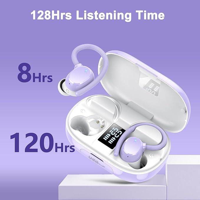 hadbleng Wireless Bluetooth Earbuds Sport 128H Playtime New Bluetooth 5.3 Headphones with LED Display Powerful Bass Over Ear Earphones with Earhooks IP7 Waterproof for Gym/Running/Workout