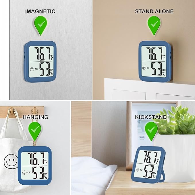 Antonki 2 Pack Room Thermometer for Home, Hygrometer Indoor Humidity Meter Gauge, Digital Temperature and Humidity Monitor Sensor for House, Terrarium, Incubator, Greenhouse - Battery Included