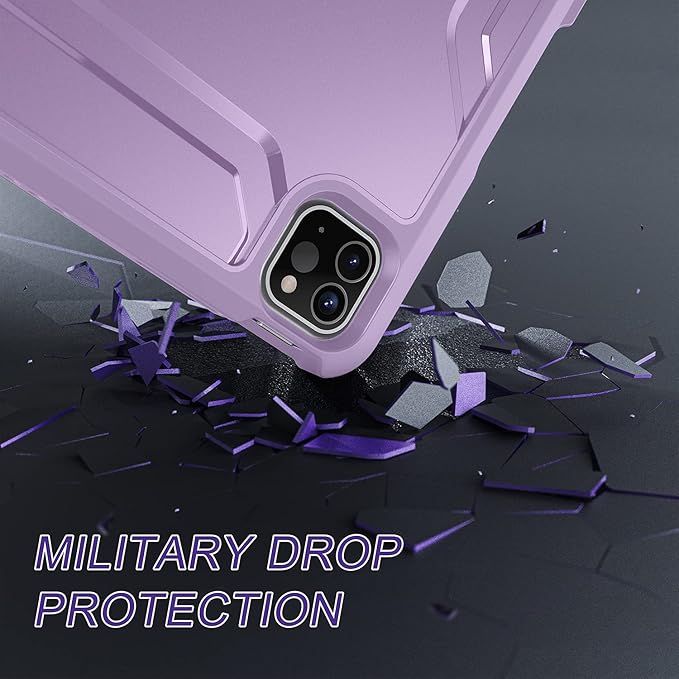 Soke Case for iPad Pro 11 Inch 2022/2021/2020/2018/iPad Air 5th/4th Generation,Built-in Screen Protector - Support 2nd Apple Pencil Charging - Heavy Duty Rugged Protective Kickstand Case - Violet