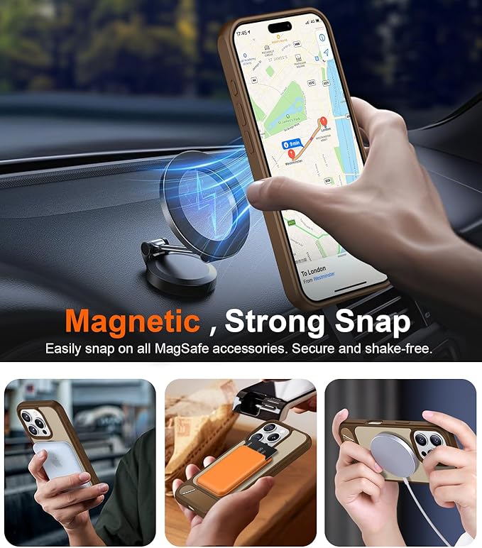 Magnetic Compatible with iPhone 16 Pro Case, [Built-in Invisible Kickstand][Compatible with MagSafe] [Military Grade Shockproof] Slim Translucent Matte Phone Case for iPhone 16 Pro 6.3"