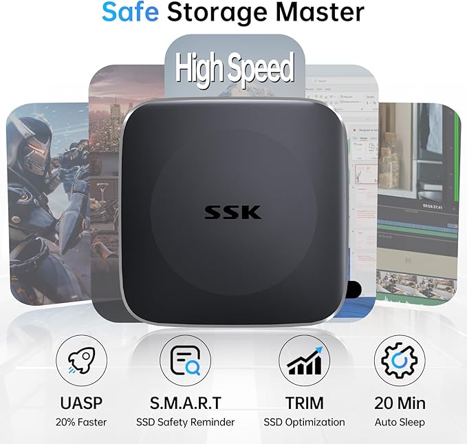 SSK External SSD 256GB,Portable SSD Hard Drive up to 550MB/s,Solid State Drives Type C+USB A External Storage Drive USB 3.2 GEN2 USB C Drive for iPhone 15/Android/Windows/Tablet/Mac/Xbox