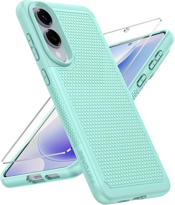 FNTCASE for Samsung Galaxy S25-Edge Case: Lightweight Cell Phone Cover Military Grade Drop Protection with Non Slip Textured Back | Rugged Shockproof Protective Bumper Cases(Mint Green)