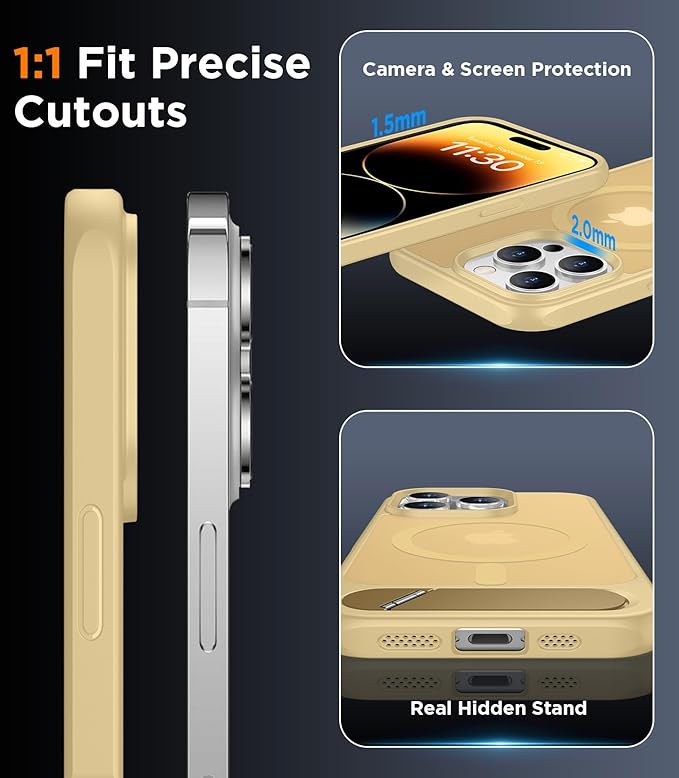 Magnetic Compatible with iPhone 14 Pro Max Case, [Built-in Invisible Kickstand][Compatible with MagSafe] [Military Grade Shockproof] Slim Translucent Matte Phone Case for iPhone 14 Pro Max 6.7"