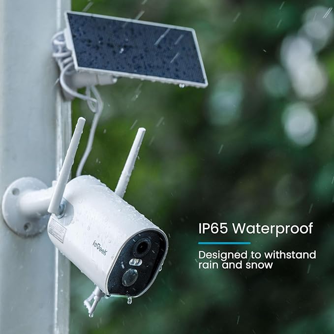 ieGeek Security Cameras Wireless Outdoor, 2K Solar Camera Security Outdoor with Spotlight & Siren, AI Detection Wireless Cameras for Home Security, 3MP Color Night Vision/2-Way Talk/Works with Alexa