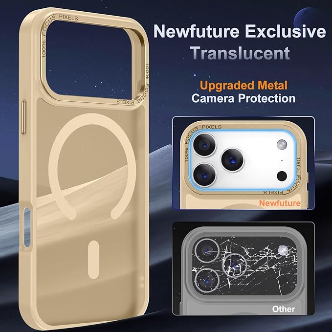 Newfuture Magnetic for iPhone 17 Pro Case [Compatible with Magsafe] [Military Grade Drop Protection] Translucent Matte Anti-Scratch Shockproof Protective Phone Cover 6.3 Inch, Creamy Yellow