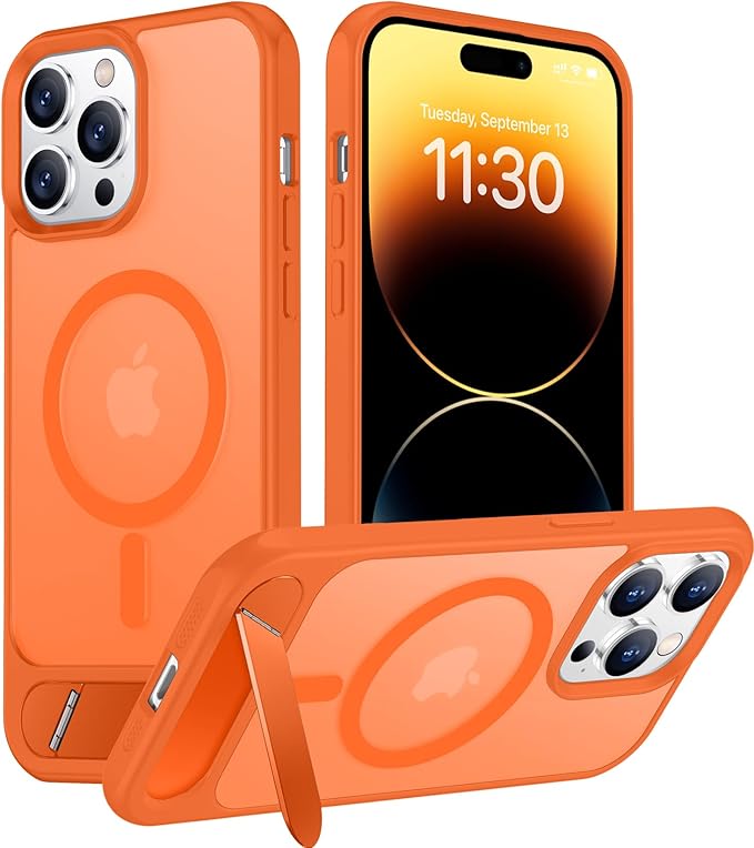 Magnetic Compatible with iPhone 14 Pro Max Case, [Built-in Invisible Kickstand][Compatible with MagSafe] [Military Grade Shockproof] Slim Translucent Matte Phone Case for iPhone 14 Pro Max 6.7"
