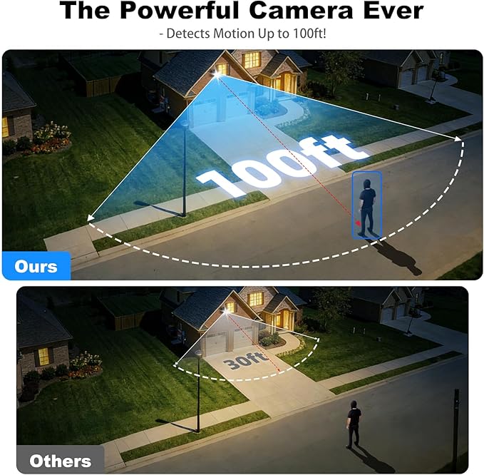 4G LTE Cellular Solar Security Cameras Wireless Outdoor, No WiFi Ultra Solar Panel Camera, 24/7 Recording, 2K Color Night Vision, 360°Pan Tilt, 2-Way Audio, AI Motion Detection, Built in SIM Card